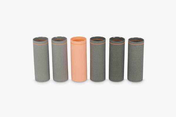 Chloë Dowds Grey and orange Porcelain vases