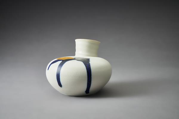 Jo Davies Blue and gold speak vase