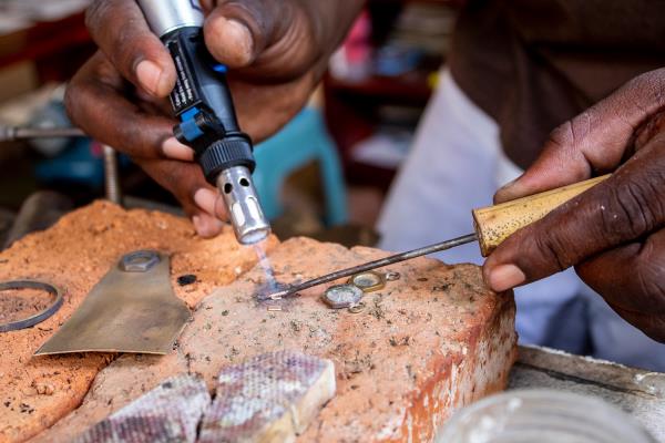 Obert Monga Mosaic making