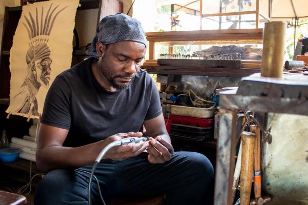 Obert Monga Mosaic making