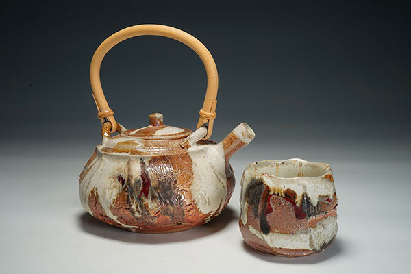 Terry Davies Tea pot and tea bowl with bamboo handle