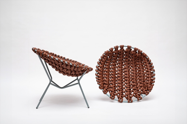Elif Malkoclar & Davide Dell'Acqua Knotted leather indoor armchair